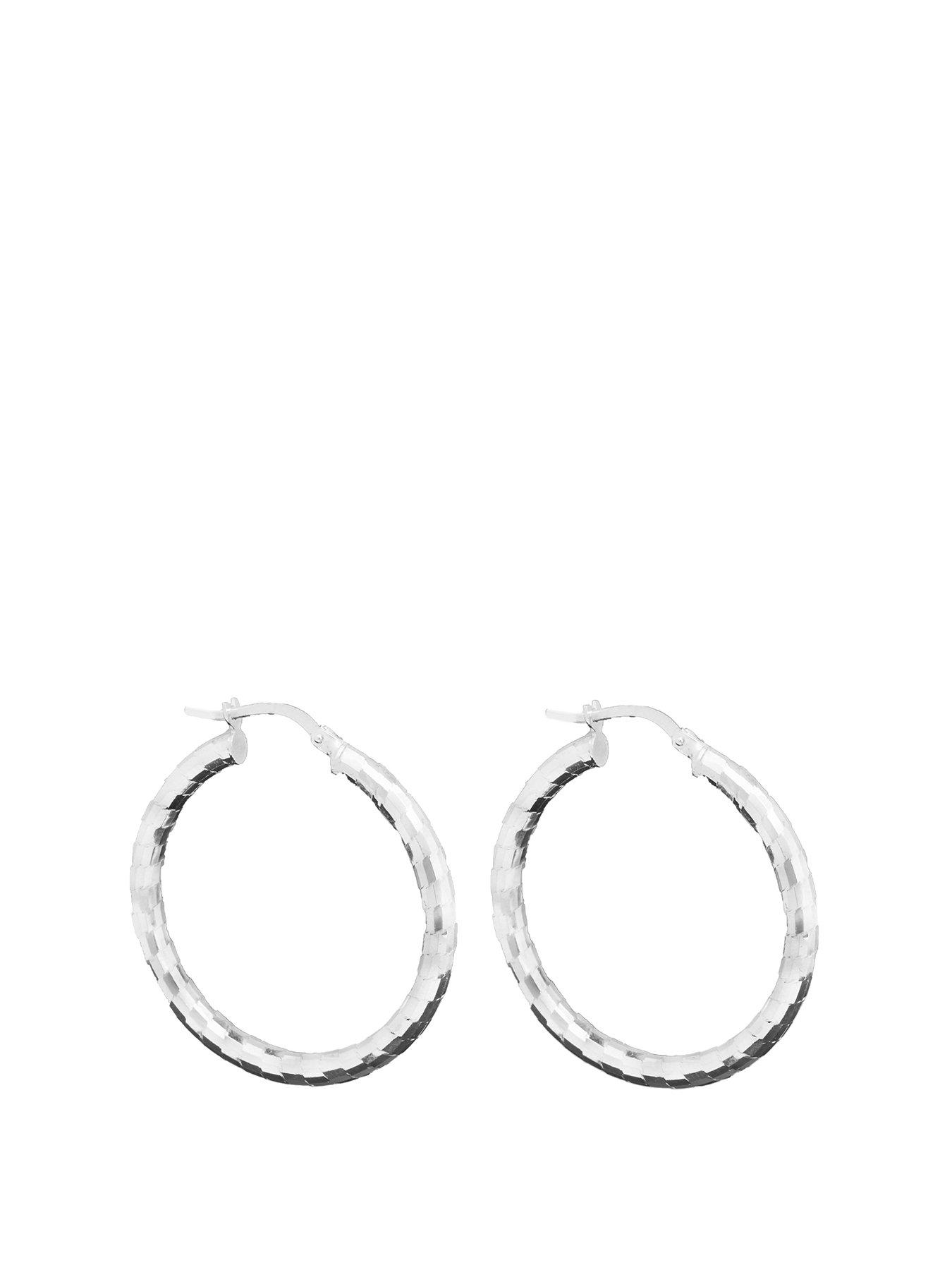 Jewellery & watches Sterling Silver Polished Diamond Cut Hoop Earrings