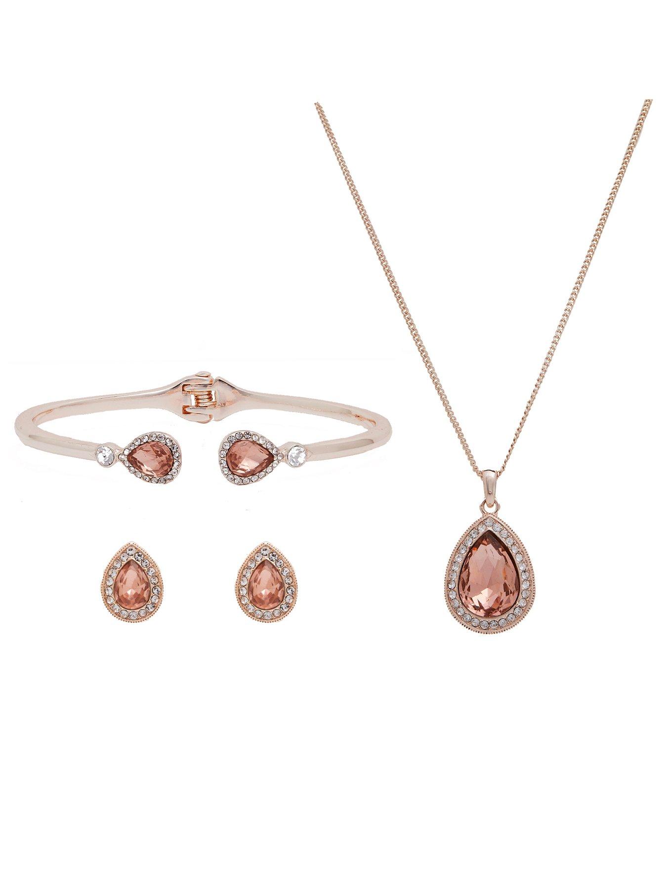  Rose Gold Plated Pink Pear Trio Set