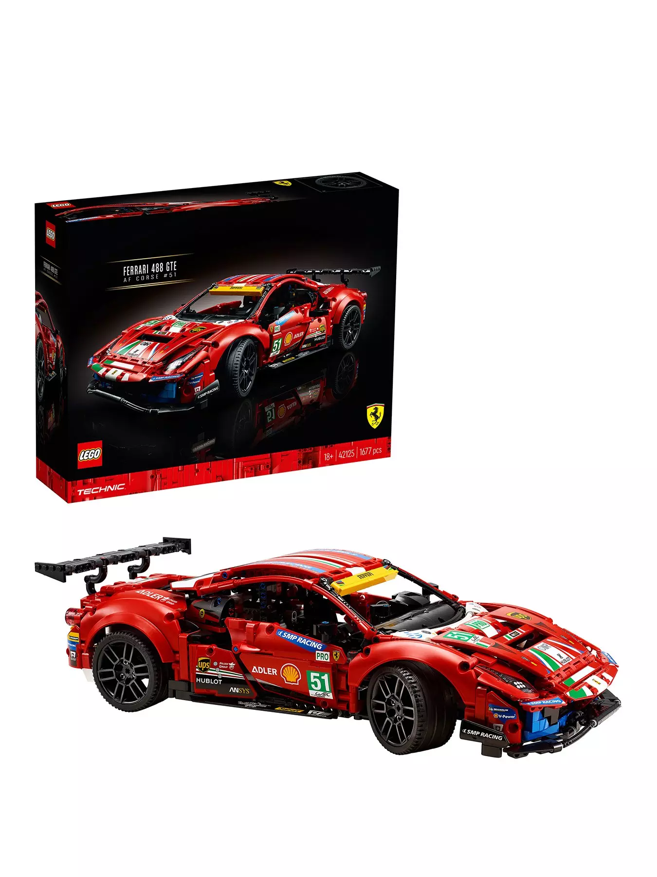 for Lego Technic Ferrari 488 GTE “AF Corse #51” 42125 Super Motor and  Remote Control Upgrade Kit, APP 4 Modes Control, Compatible with Lego