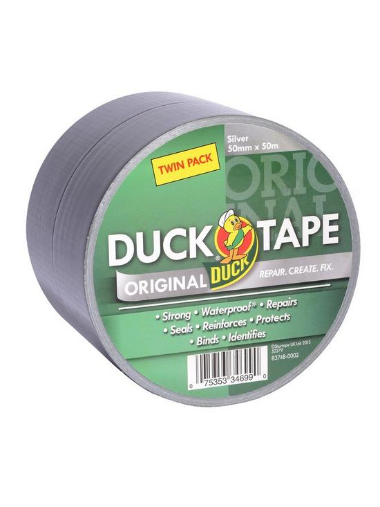 stillFront image of duck-tape-original-50mm-x-50m-silver-2-twin-pack-tape