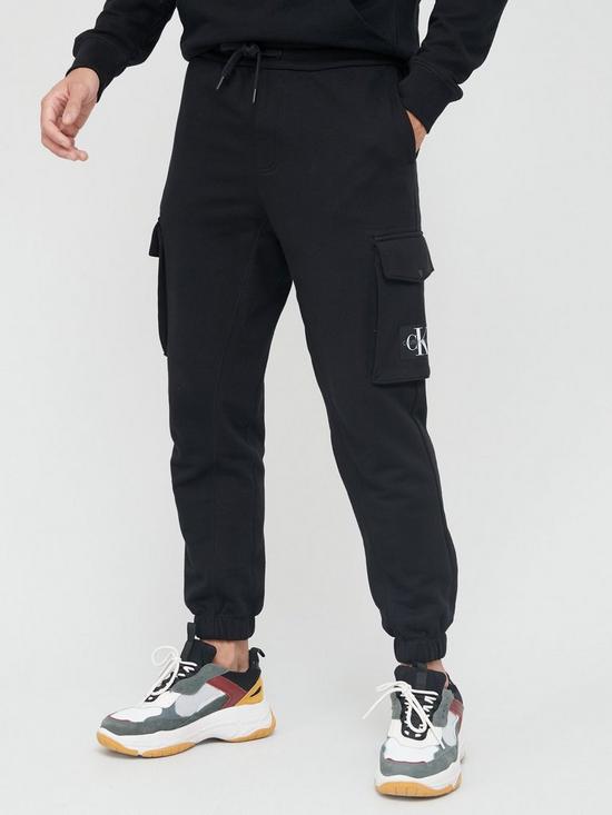 Calvin Klein Jeans Cargo Badge Fleece Joggers - Black | very.co.uk