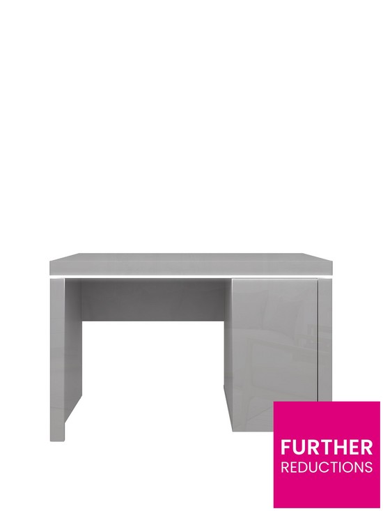 front image of atlantic-high-gloss-desk-with-led-light-grey