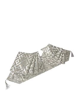Product photograph of Waterside Platinum Glitz Geo 9-piece Table Linen Set from very.co.uk