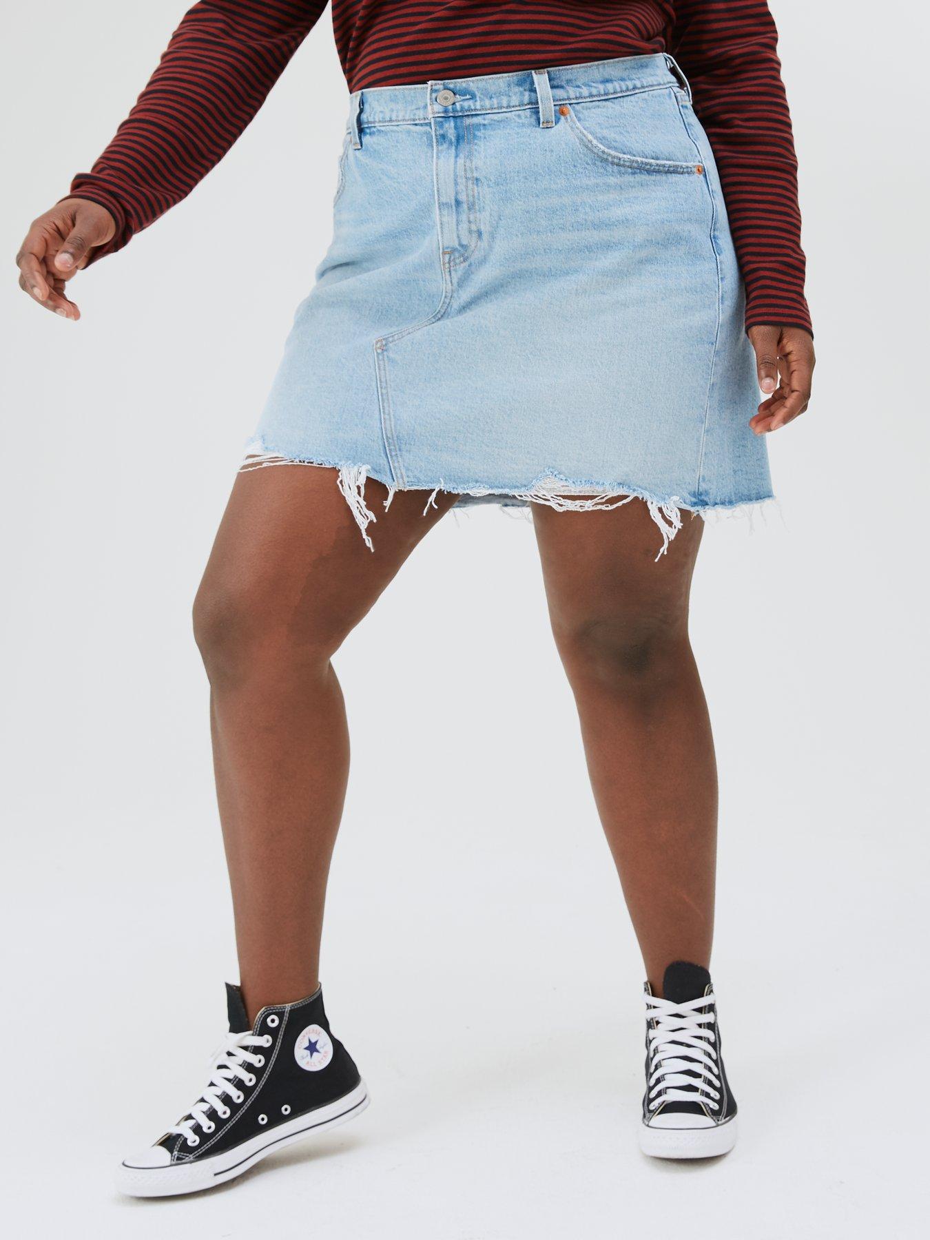 Levi's Plus Plus Deconstructed Denim Mini Skirt - Light Blue 
