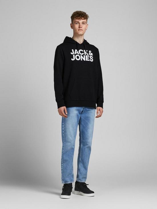 back image of jack-jones-logo-overhead-hoodie-black
