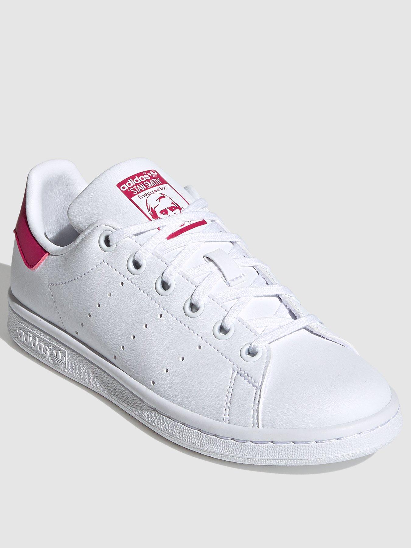 adidas Originals Girl's Junior Stan Smith Trainers - White/Pink | very.co.uk