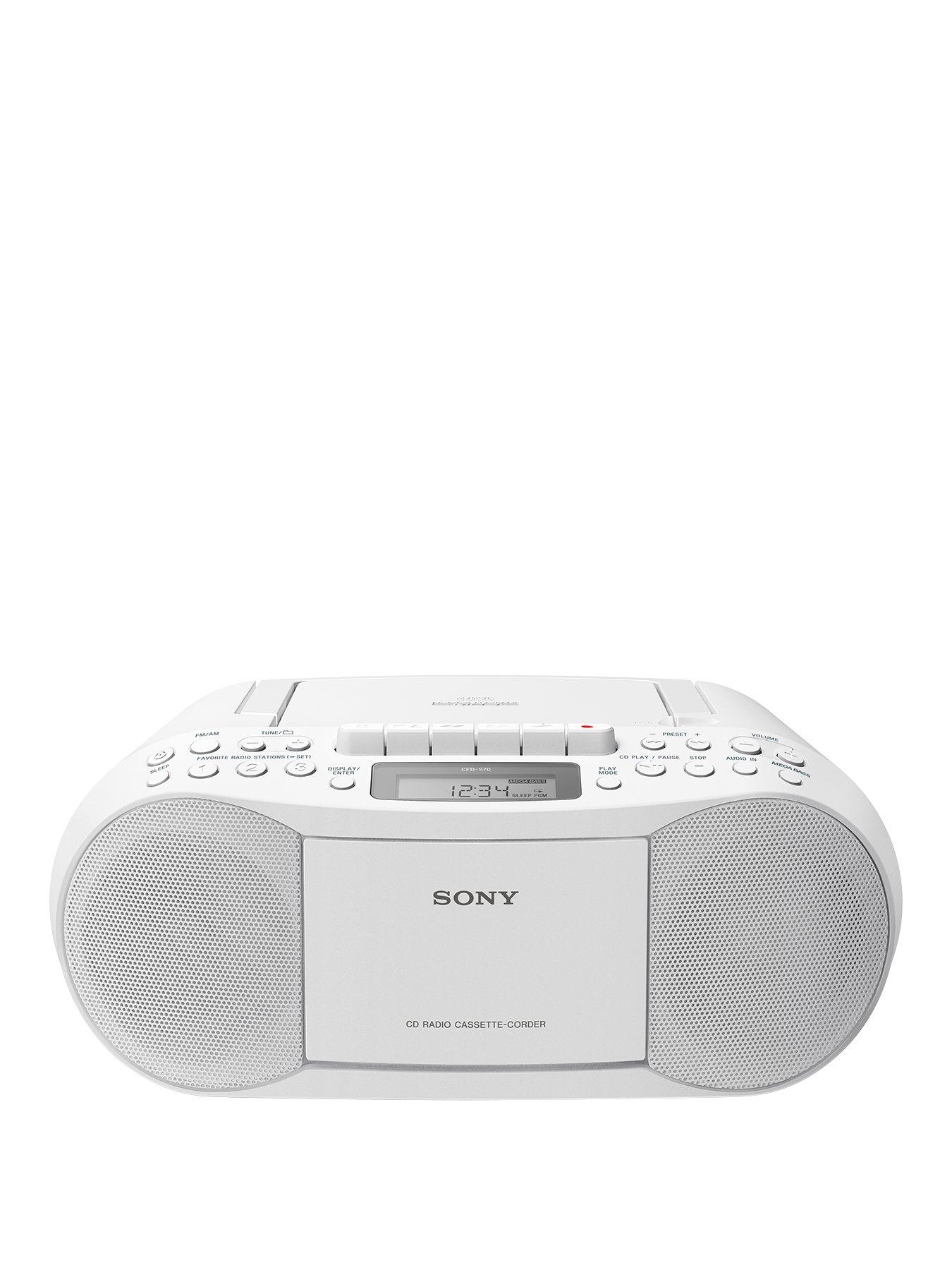 Sony CFDS70 CD Cassette Boombox with Radio White very.co.uk
