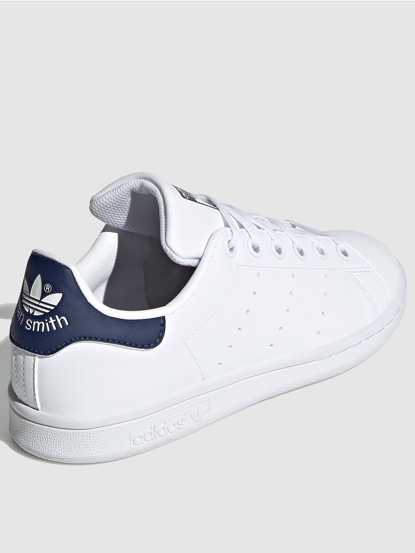 adidas Originals Boy's Junior Stan Smith Trainers - White/Blue | very.co.uk
