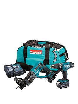 Product photograph of Makita 18v Lxt Combi Drill Amp Sds Drill 2 X 5ah Batteries Fast Charger Amp Kit Bag from very.co.uk