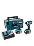  image of makita-18v-lxt-combi-drill-amp-impact-driver-2-x-5ah-batteries-fast-charger-amp-case
