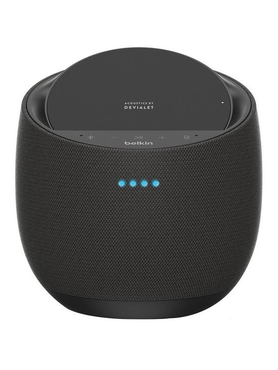 front image of belkin-soundform-elite-hifi-smart-speaker-plus-wireless-charger-with-alexa-and-airplay2--nbspblack