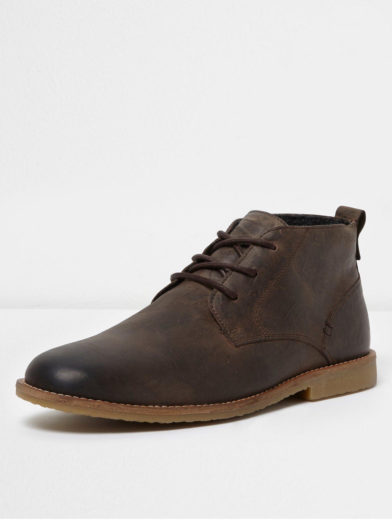 river island leather desert boots in light brown