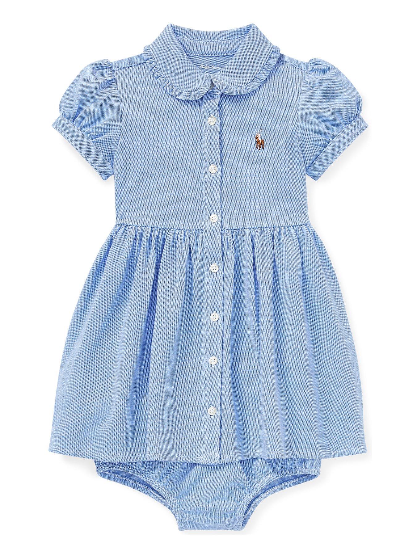 Ralph Lauren Baby Girls Oxford Button Dress - Blue | very.co.uk