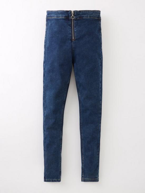 front image of v-by-very-girls-high-waisted-skinny-jean-indigo