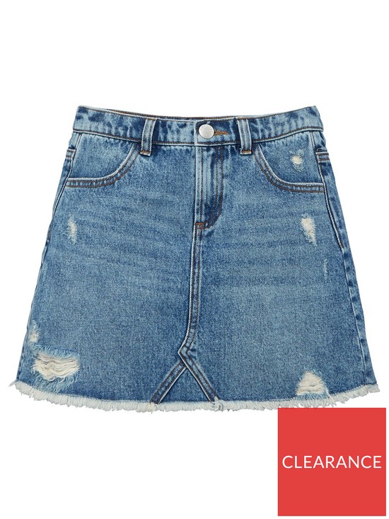 front image of v-by-very-girls-denim-skirt-mid-wash