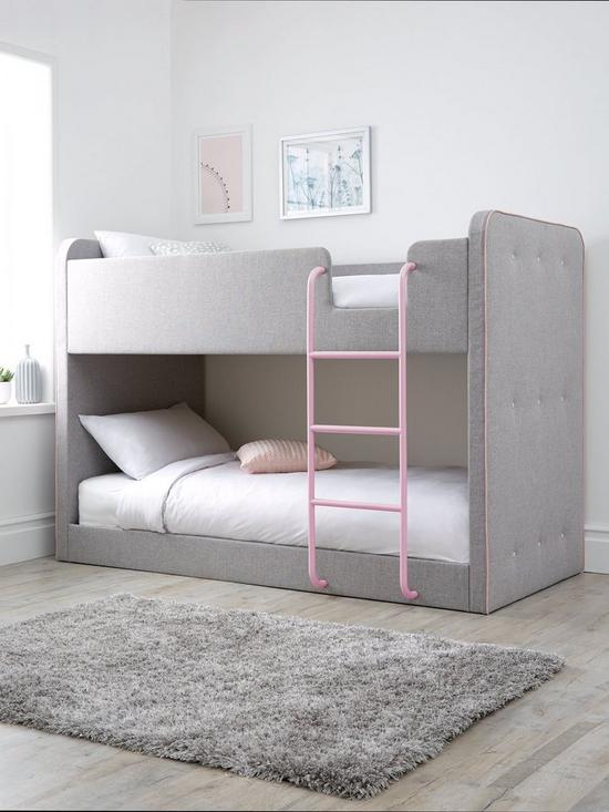 stillFront image of new-charlie-fabricnbspbunk-bed-with-mattress-options-buy-and-save-greypink