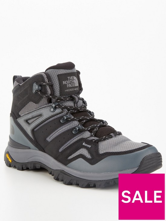 front image of the-north-face-hedgehog-mid-top-hiking-boots-grey