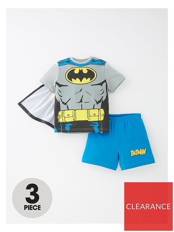 New Boys Shortie Pyjama With Cape Batman All Sizes Available GREY 