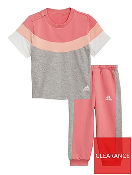 adidas-girls-infantnbspsummer-jog-set-pinkgrey
