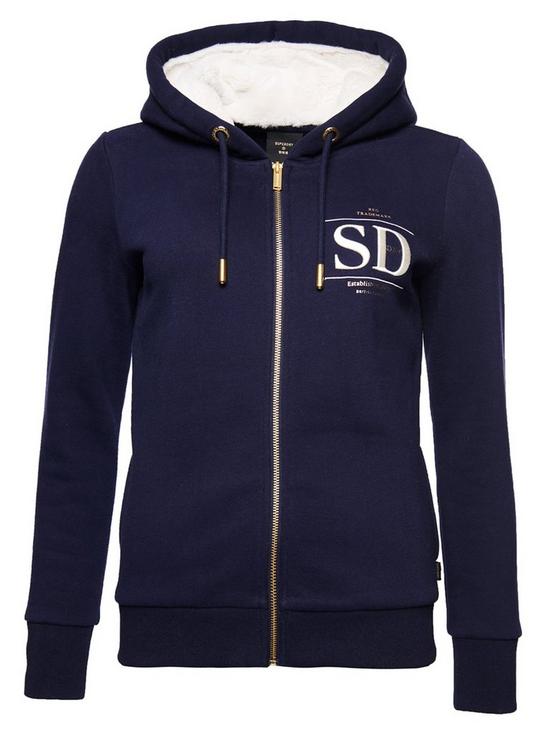 stillFront image of superdry-established-zip-hoodie-navy