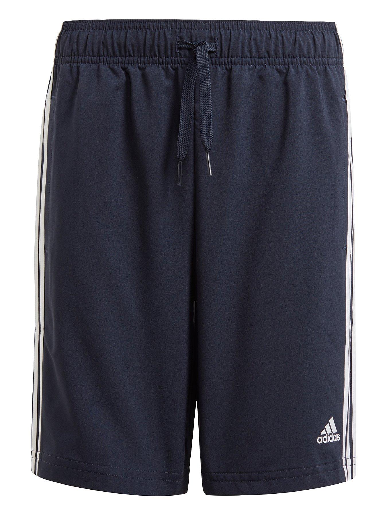 adidas Boys Junior 3 Stripes Woven Shorts Navy White Very