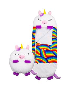 Product photograph of Happy Nappers White Unicorn Kids Sleeping Bag - Medium from very.co.uk