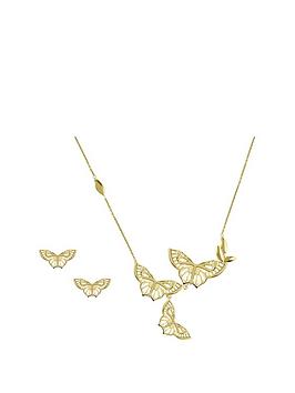 sara-miller-sara-miller-18ct-gold-plated-butterfly-necklace-and-earrings-gift-set