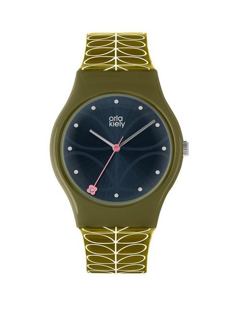 orla-kiely-bobby-black-sunray-dial-green-stem-print-strap-watch