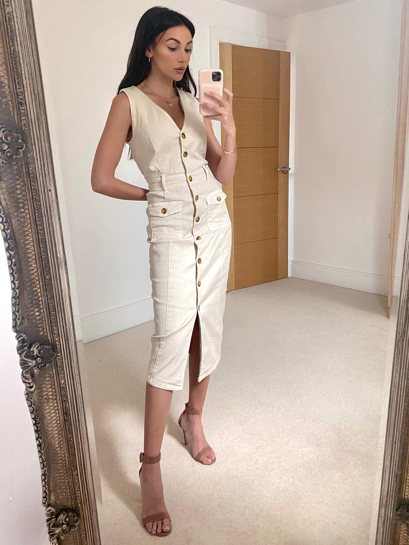 michelle keegan denim midi dress