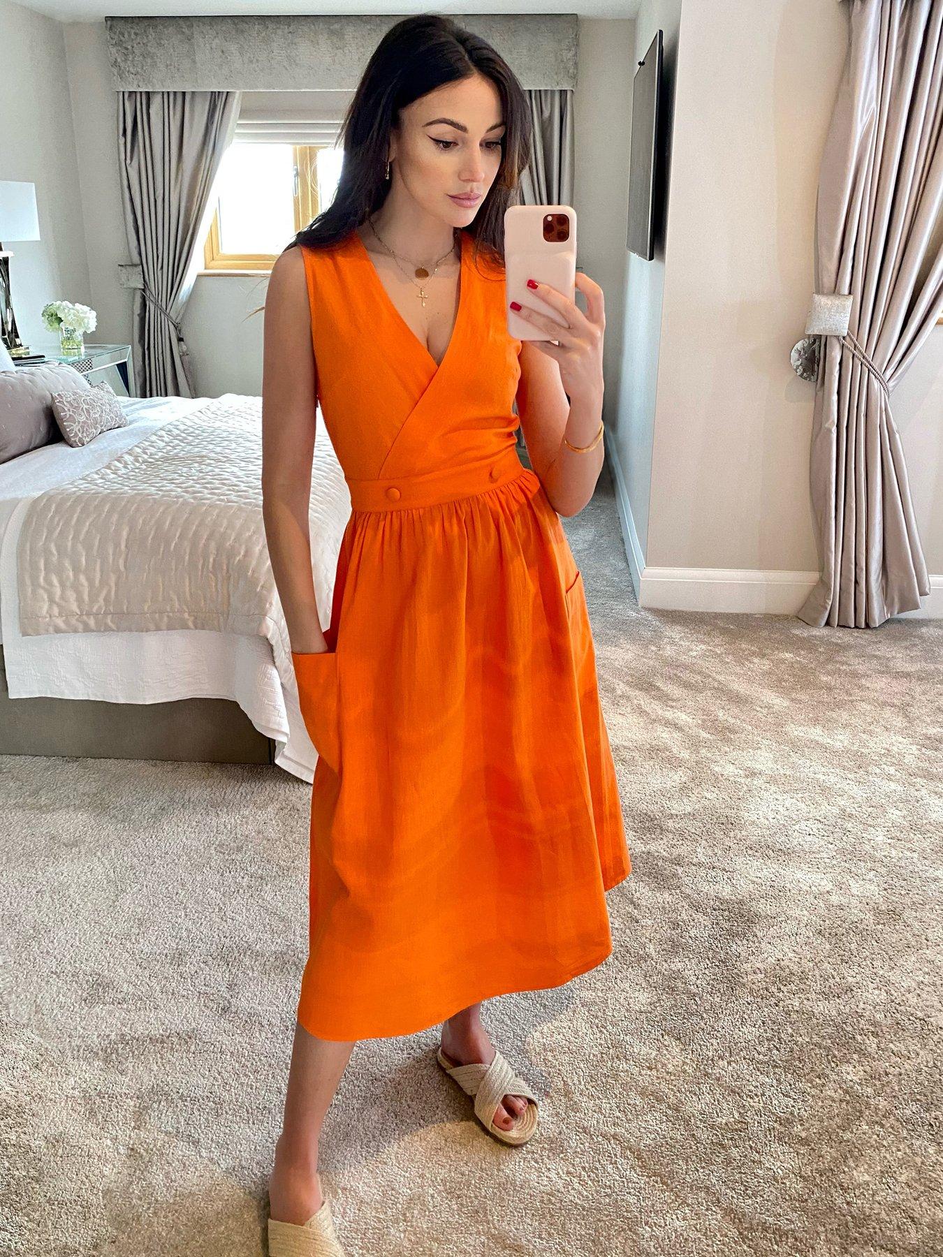 michelle keegan orange maxi dress