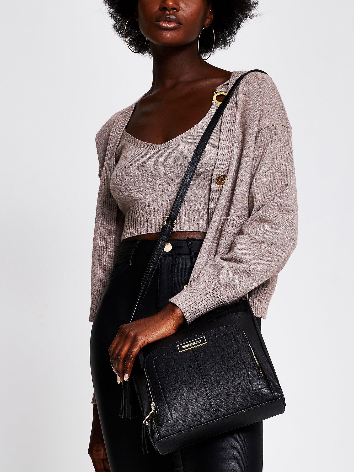 Bags & Purses Zip Pocket Front Messengery Bag - Black