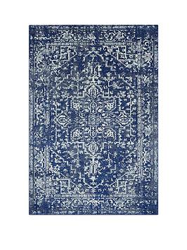 Product photograph of Asiatic Nova Antique Rug - Navy from very.co.uk