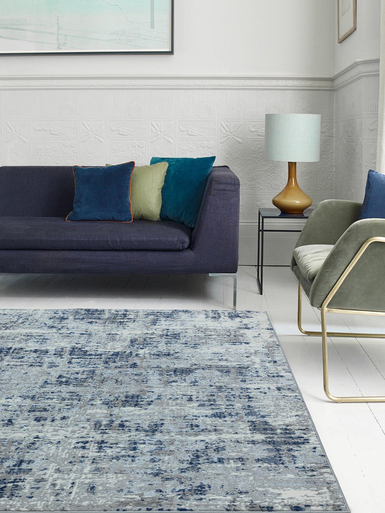 Product photograph of Asiatic Orion Abstract Blue Rug from very.co.uk