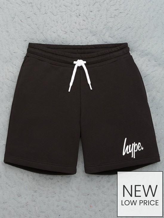 front image of hype-boys-core-script-jog-shorts-black