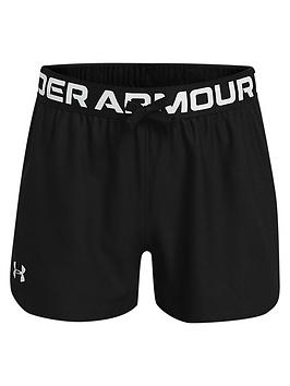 under armour girls play up solid shorts - black, black, size m=9-10 years