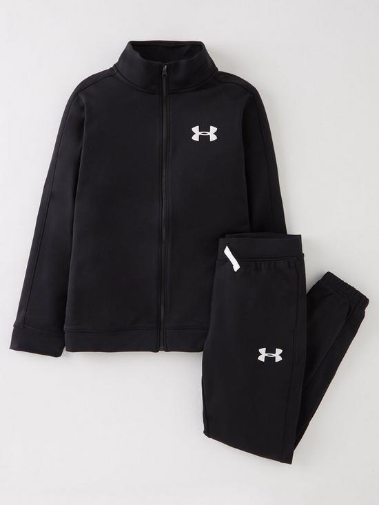 front image of under-armour-boys-knit-track-suit-black