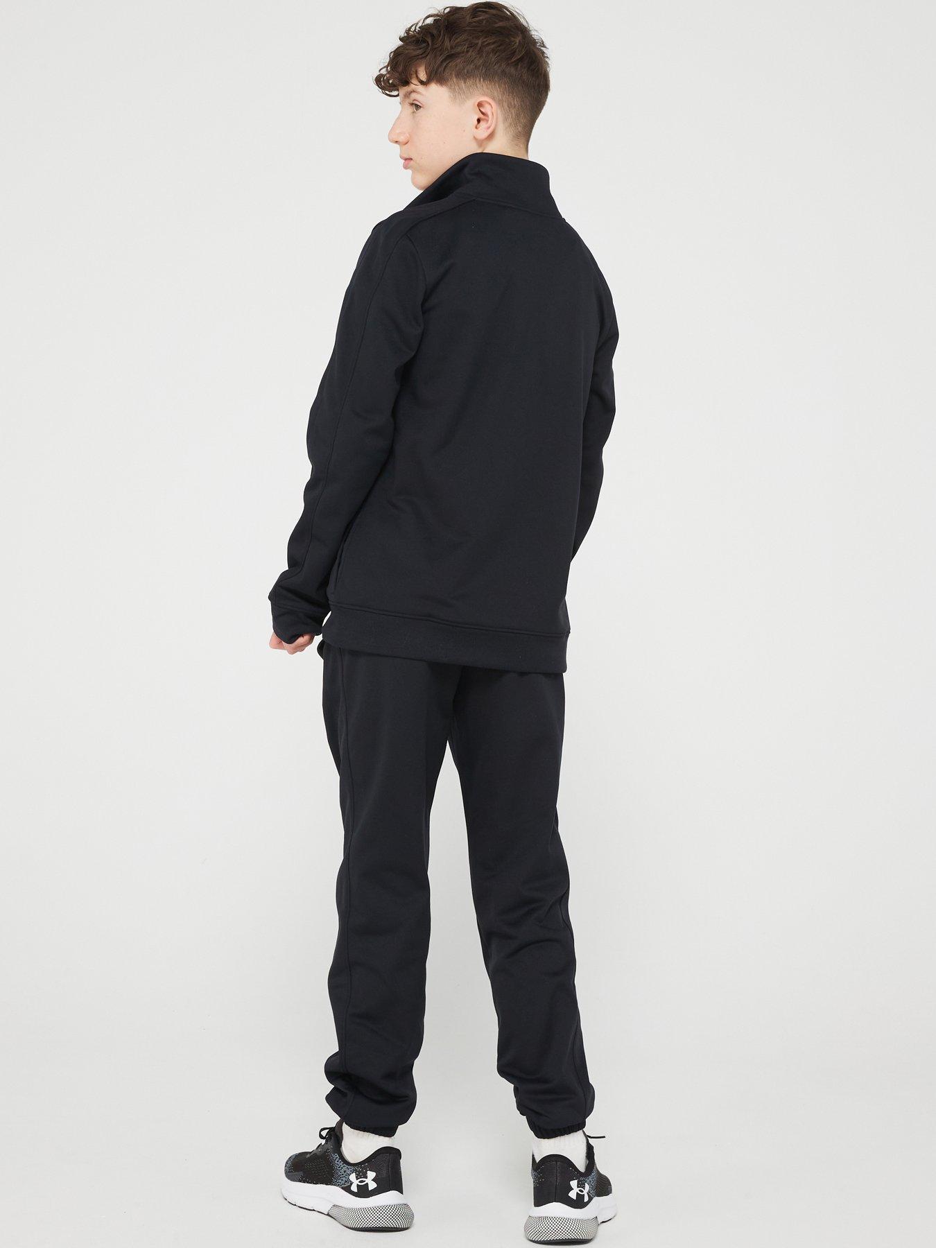 Under Armour tracksuit hooded black 1/4 zip top and bottoms reg