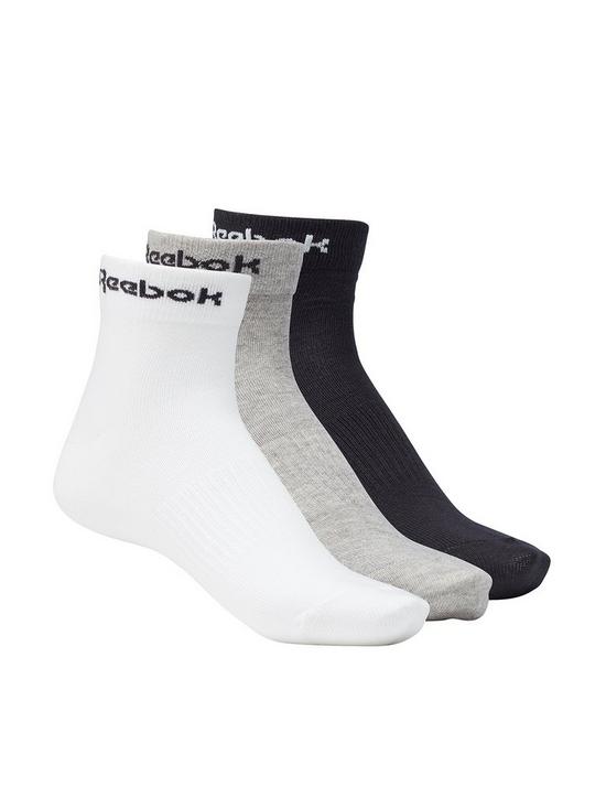 front image of reebok-act-core-ankle-socks-grey