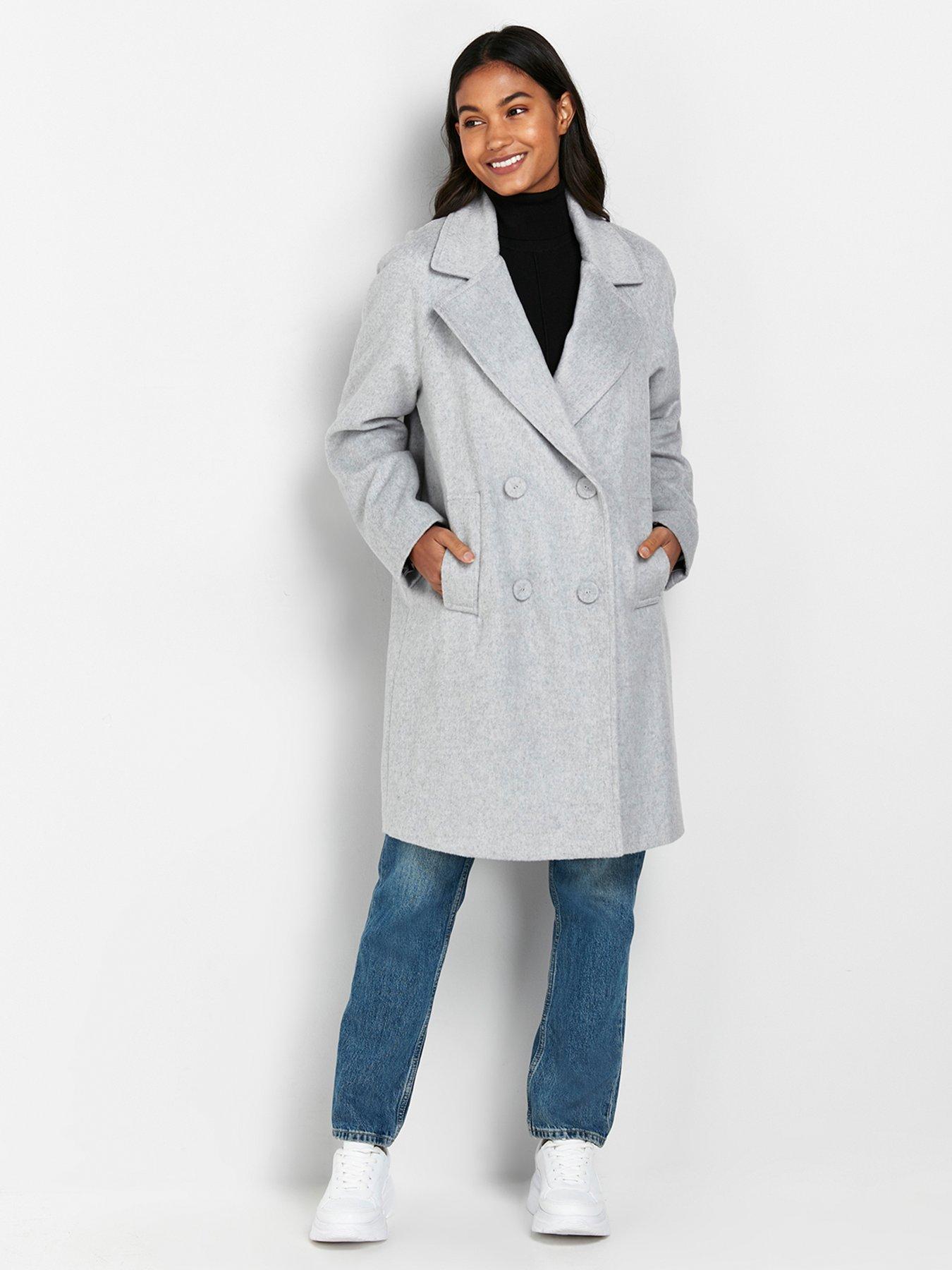 womens grey double breasted coat