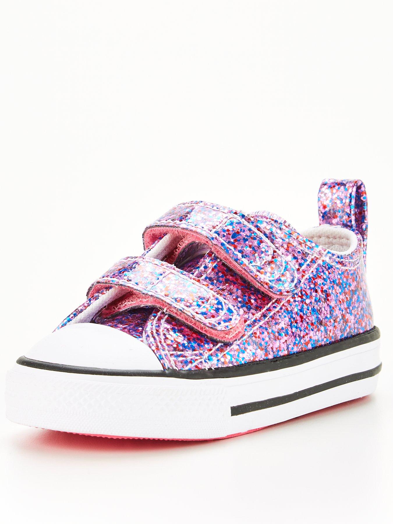 pale pink all star glitter ox trainers