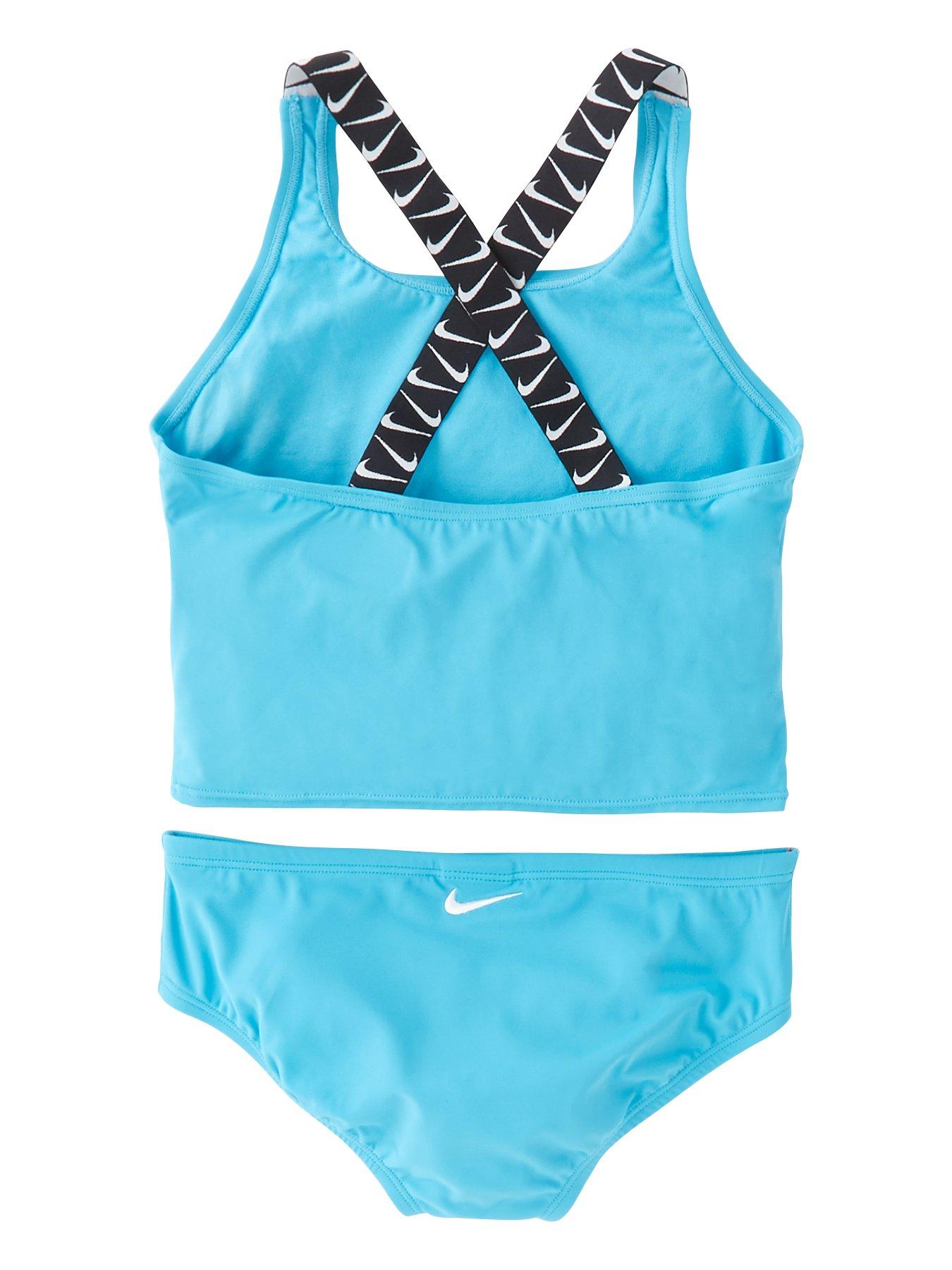 Nike Girls Nike Logo Tape Crossback Midkini Set Blue Uk 1844