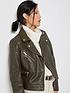  image of mint-velvet-leather-biker-jacket-khaki