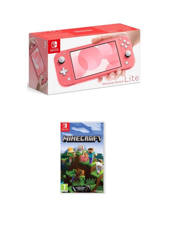 front image of nintendo-switch-lite-console-with-minecraft