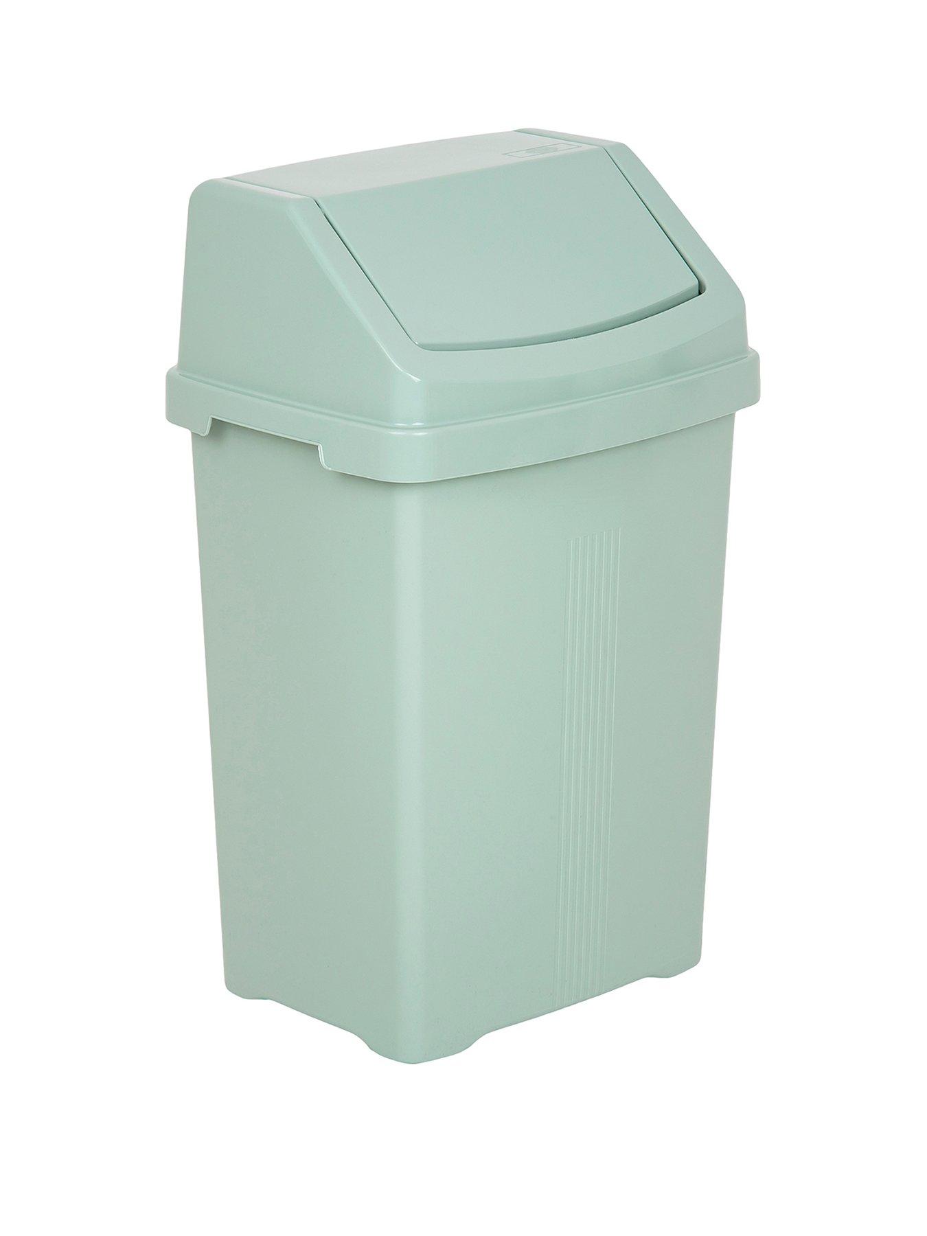 Extra Large and Small Rounded Funky Swing Bins for kitchen 25L, Green Recycling Bin Dustbin with Lids 