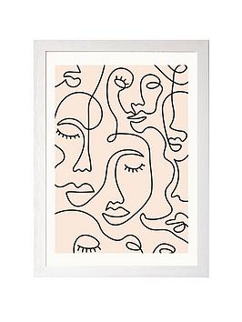 Product photograph of East End Prints Single Line Faces By Sundry Society A3 Framed Print from very.co.uk