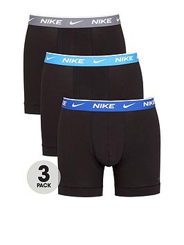 Nike Underwear Three Pack Underwear Boxer Brief - Black/Blue, Black/Blue, Size L, Men|L