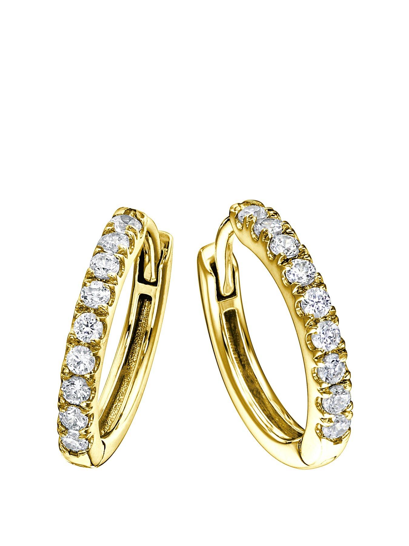 Product photograph of Created Brilliance Julia 9ct Yellow Gold 0 32ct Lab Grown Diamond Hoop Earrings from very.co.uk