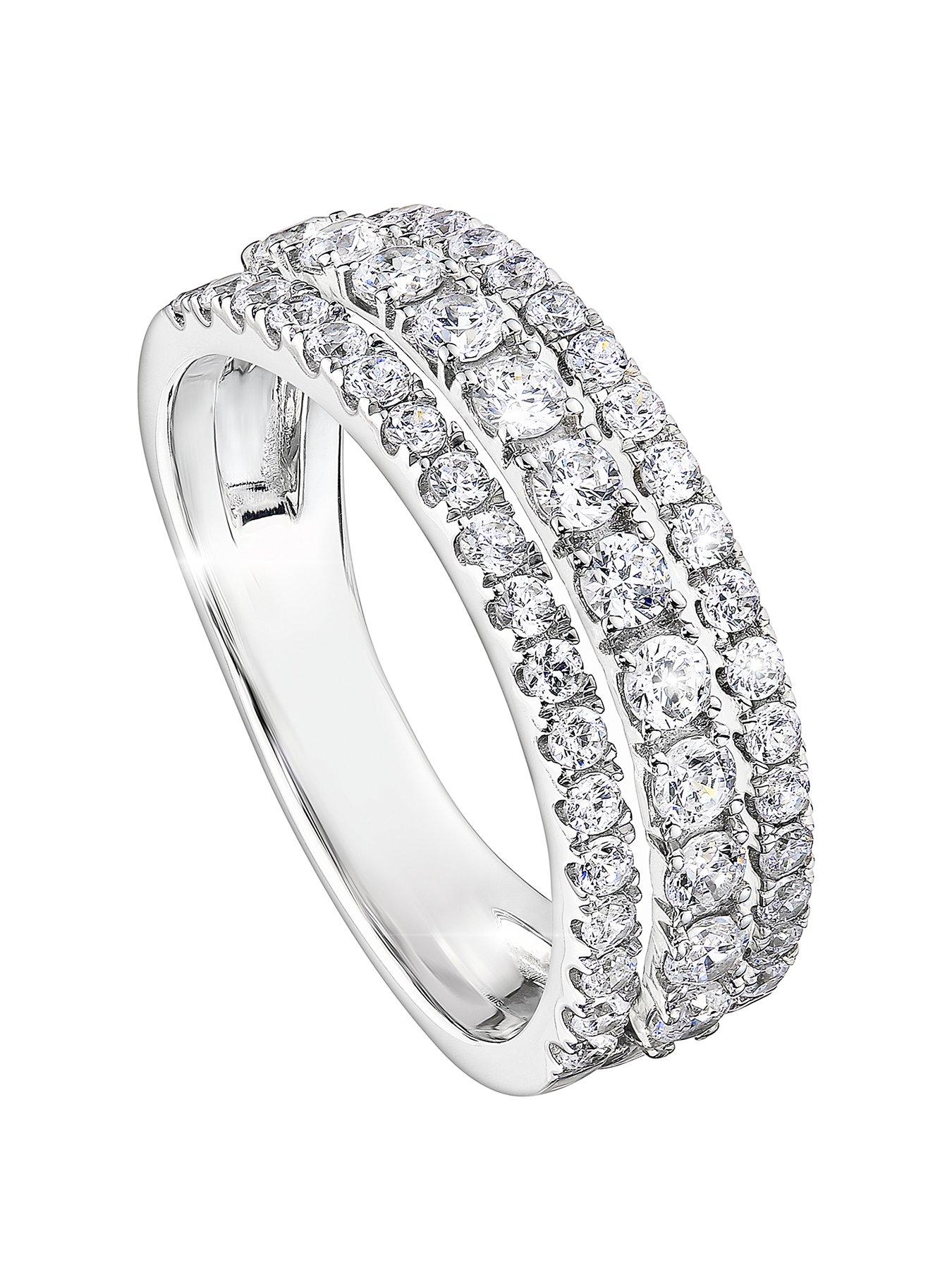 undefined Colette Created Brilliance 9ct White Gold 1ct Lab Grown Diamond Three Row Ring