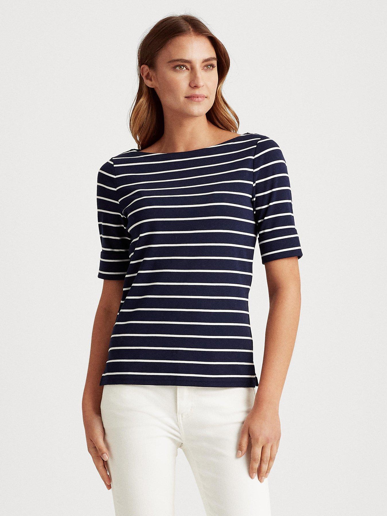 Lauren Ralph Lauren Womens Short Sleeve Scoop Neck Knit Shirt