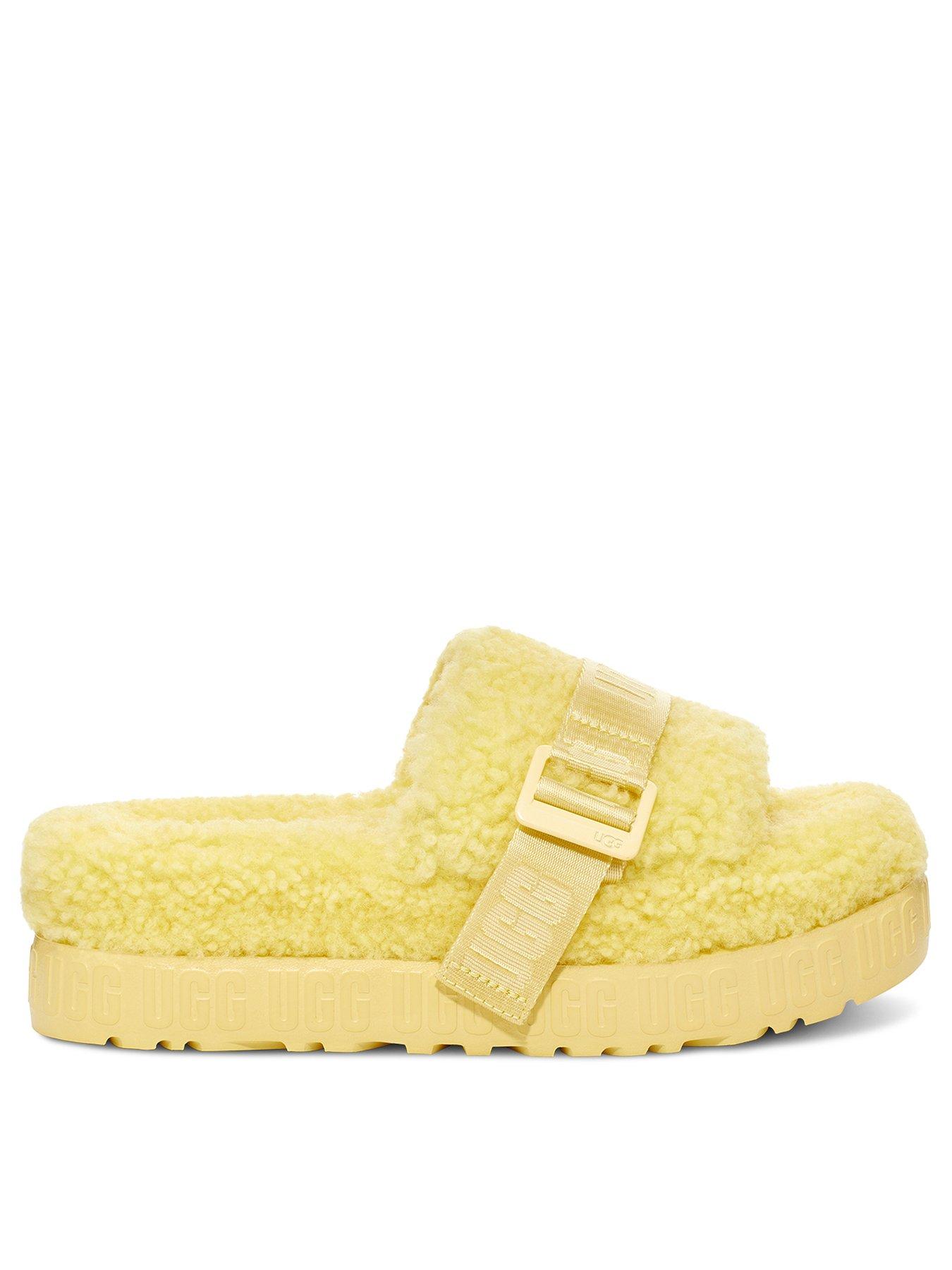 yellow fluffy slippers ugg